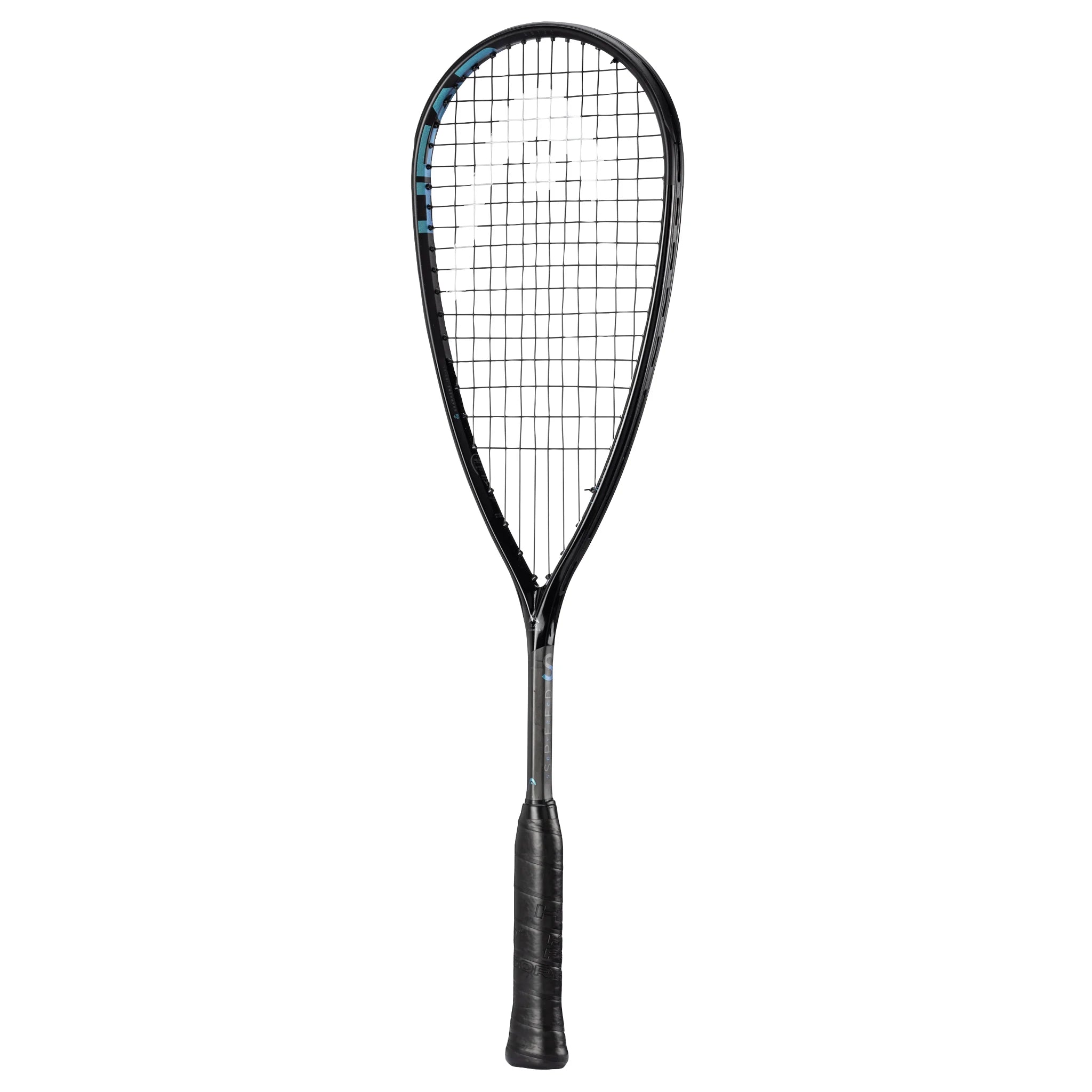 Side profile of HEAD Speed 120 Slimbody Squash Racket 2025, 16 mm beam, showing aerodynamic shaft in high modulus carbon.