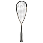 Side profile of HEAD Speed 120 Squash Racket 2025, 20mm beam, High Modulus Carbon, highlighting metallic champagne finish.