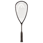 Front view of HEAD Speed 135 Slimbody Squash Racket 2025, 135g and 500cm² head, highlighting black shaft with purple accents.