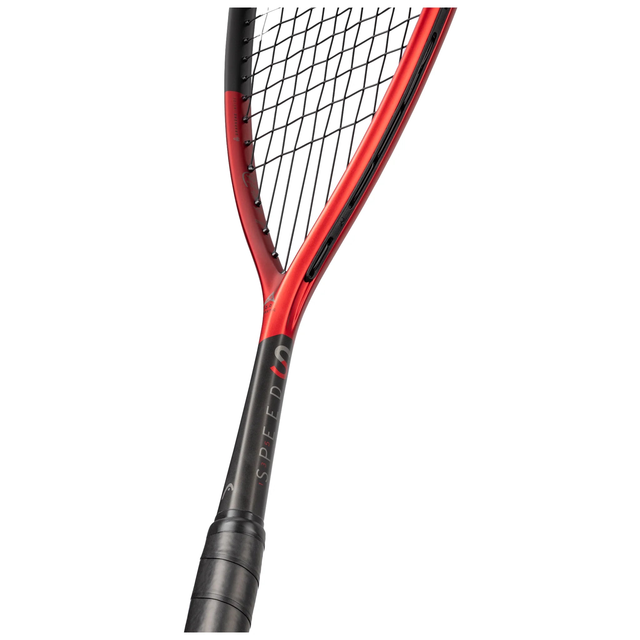 Angled view of Head Speed 135 Squash Racket 2025, 135 g, 500 cm², head light, emphasising Graphene Inside branding.