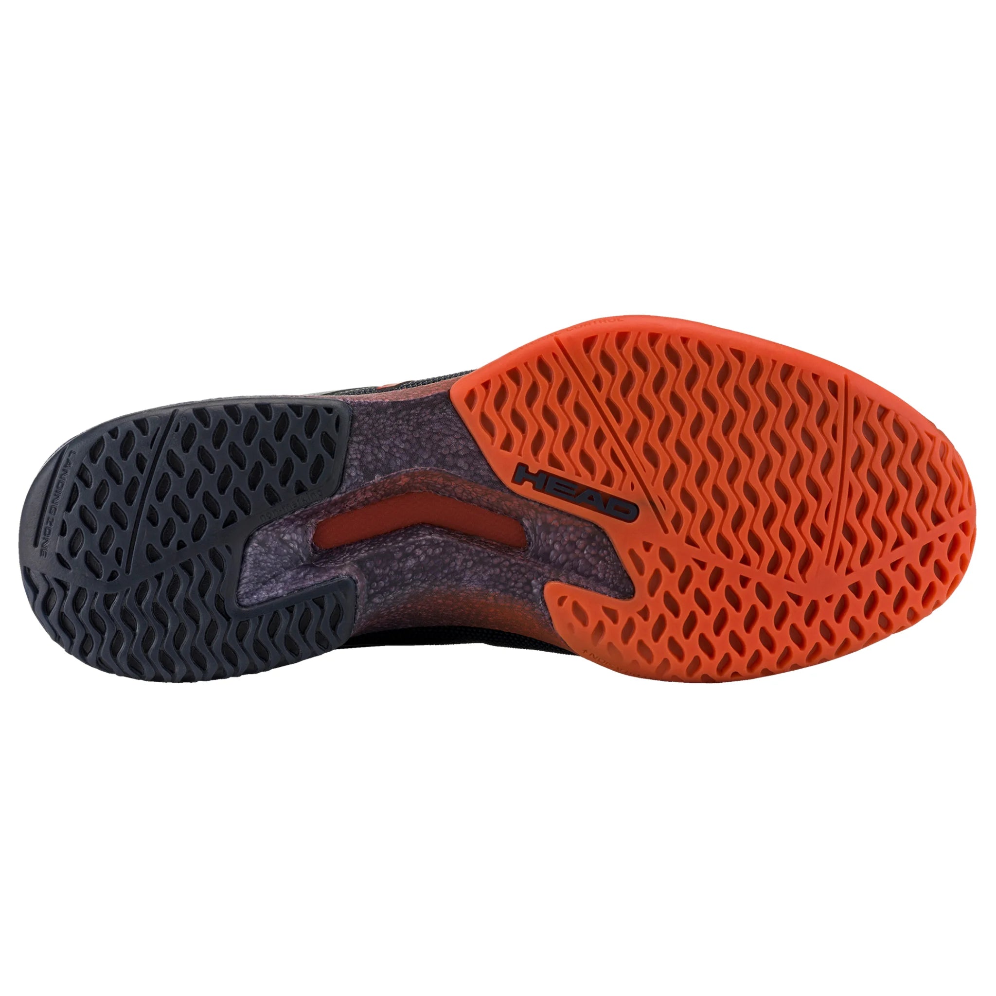 Sole view of Head Sprint Pro 4.0 Indoor Shoe with non-marking rubber outsole, highlighting the traction pattern