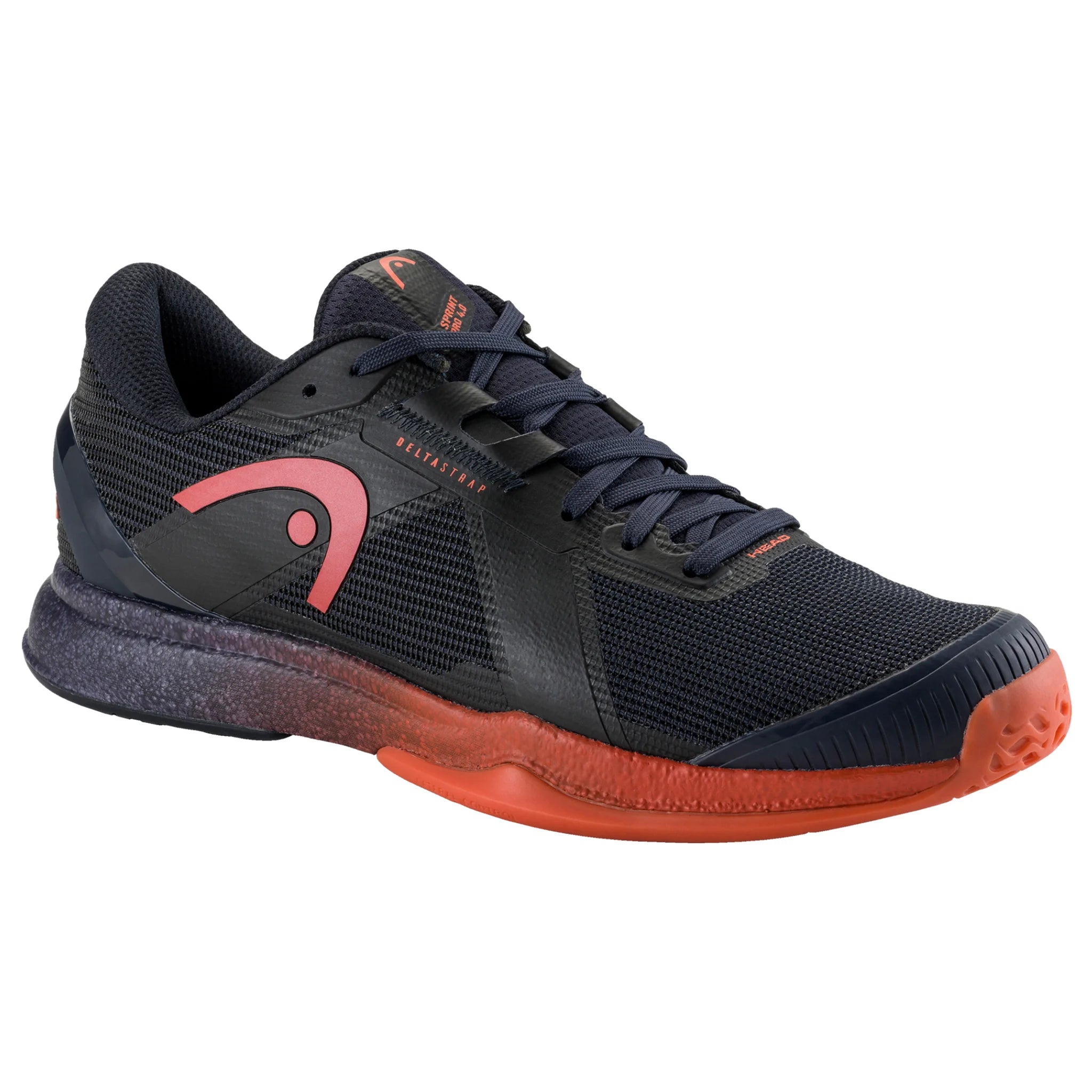 Side view of Head Sprint Pro 4.0 Indoor Shoe with breathable mesh upper, highlighting HEAD branding and heel support