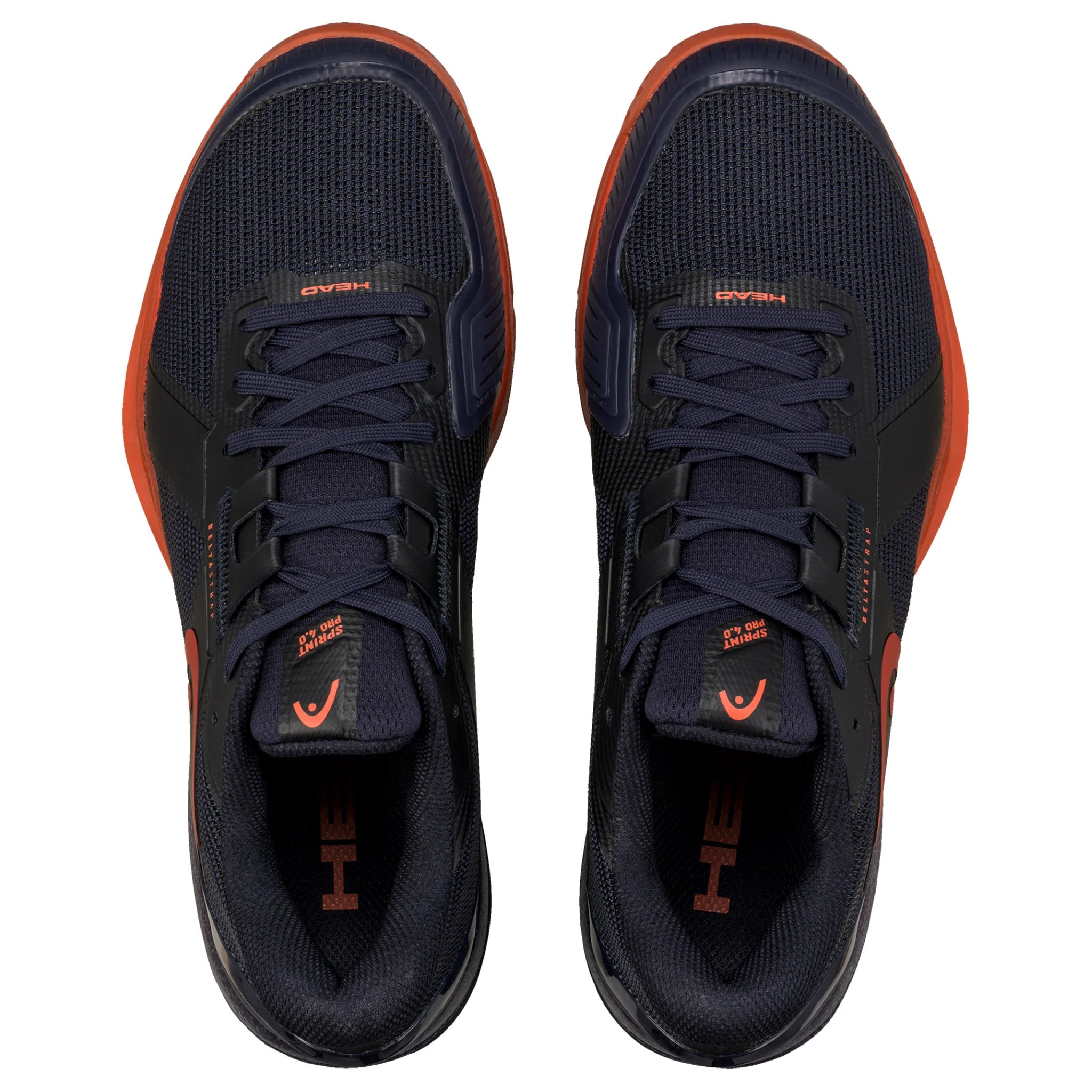 Top view of Head Sprint Pro 4.0 Indoor Shoe with triangle lacing straps, highlighting the breathable mesh upper