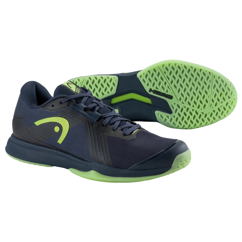 Side and sole image of Head Sprint Team 4.0 Indoor Shoe with hybrid tread, highlighting upper and outsole design