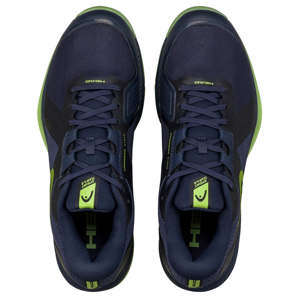 Top image of Head Sprint Team 4.0 Indoor Shoe with integrated midfoot straps, highlighting the lacing system