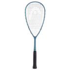 Front image of Head Vibe Tour Squash Racket with 500 cm² teardrop head, highlighting the playful frame design