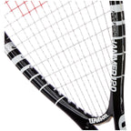 Head image of Wilson Hyper Hammer 120 Squash Racket Black with 14 x 21 pattern, highlighting the head shape