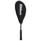 Product image of Wilson Hyper Hammer 120 Squash Racket Black with ½ cover, highlighting included cover