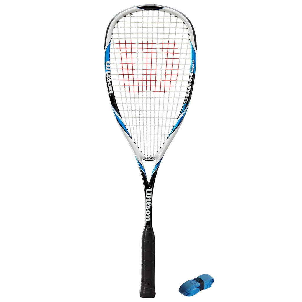 Image of CX Pro Sport Hyper Hammer 120 Squash Set with blue grip, highlighting all products included