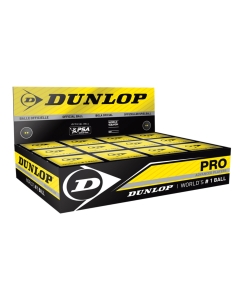 Dunlop Pro Squash Ball (double yellow dot) - 1 Dozen single ball boxes